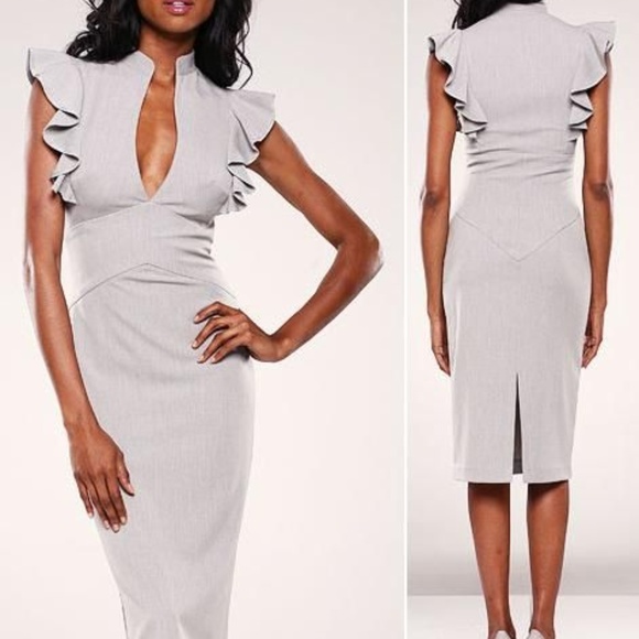black halo ruffle dress